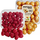 Himbeeren oder Physalis Himbeeren oder Physalis
