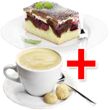 1 Heißgetränk + 1 Stück Blechkuchen 1 Heißgetränk + 1 Stück Blechkuchen